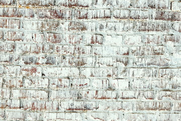 old shabby wall of green brick color as  abstract background in loft style