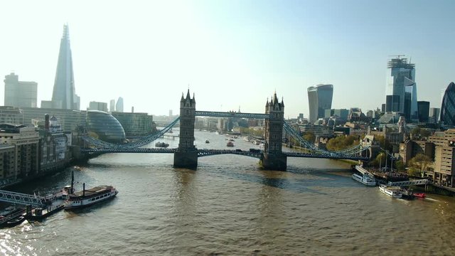 Aerial shot of the famous Bridge in London