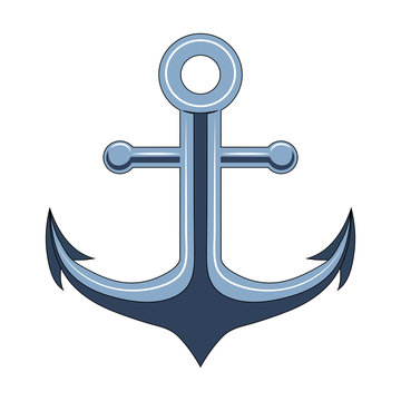 Vector image of a blue anchor on a white background.
