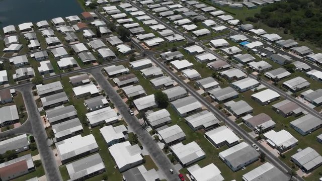 Blocks Of Double Wide Mobile Homes In South Florida, USA As Visible From A Drone