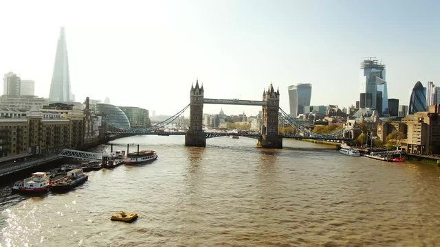 Aerial shot of the famous bridge in London