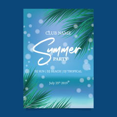 Fototapeta na wymiar Summer beach party poster flyer banner design element decoration