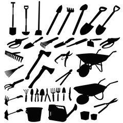 Fototapeta premium set, collection of garden tools silhouettes