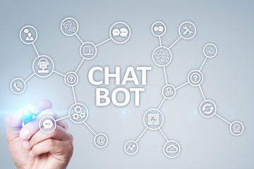 Chat bot, Ai, Artificial intelligence and automation technology in service and support. Business innovation.