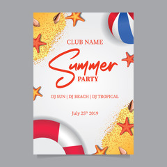 Obraz na płótnie Canvas Summer beach party poster flyer banner design element decoration
