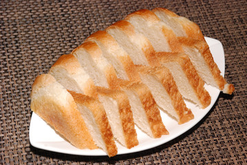 white bread on the white plate