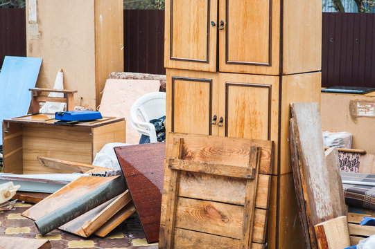 Home Furniture Thrown Out In The Junk: Wardrobe, Table, Boards