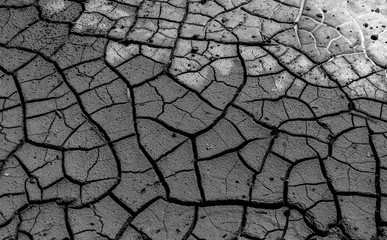 texture of dried clay surface with deep cracks