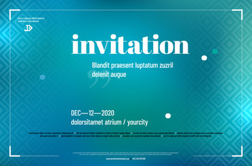 Invitation template with abstract blue background and sample text