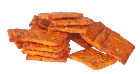 crackers pile on white background