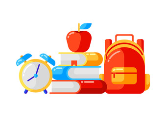 Obraz premium School background with education icons and symbols.