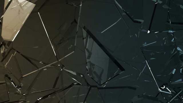 Glass crack and shatter with slow motion. Alpha, 3d render, 3d animation