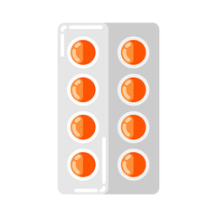Blister with pills icon in flat style.