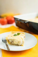 Homemade casserole with chicken and cheese