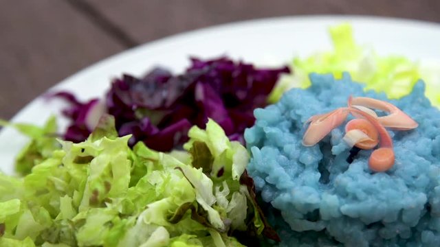 Nasi Kerabu or Blue Rice - Traditional Malaysian Dish