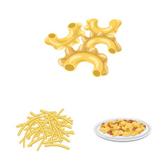Vector illustration of pasta and carbohydrate icon. Set of pasta and macaroni stock symbol for web.