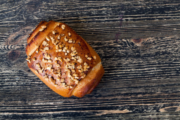 Freshly roasted bun with nuts