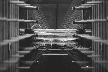 Behangcirkel Textile factory machine weaving close up © CreativePhotography