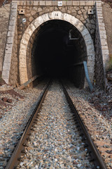Fototapeta na wymiar Low angle shot of railway track