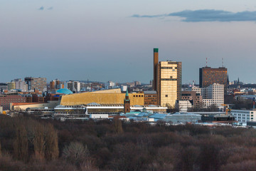 berlin germany from above with an evening sky
