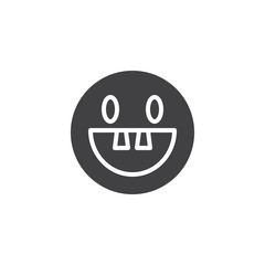 Toothless emoji face vector icon. filled flat sign for mobile concept and web design. Happy smiley emoticon glyph icon. Symbol, logo illustration. Vector graphics