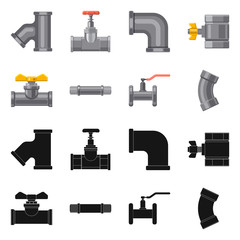 Isolated object of pipe and tube logo. Set of pipe and pipeline stock symbol for web.