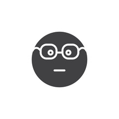 Nerd Face Emoji vector icon. filled flat sign for mobile concept and web design. Cute Emoticon with Glasses glyph icon. Symbol, logo illustration. Vector graphics