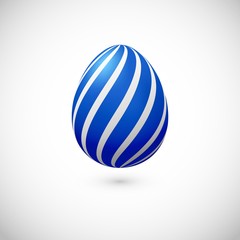Obraz premium Vector blue egg with shadow for Easter day greeting card. Realistic color with strips decor egg. Easter decoration element for template, promotion, poster, flyer, web.