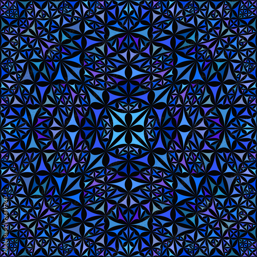 Poster blue abstract repeating curved triangle kaleidoscope pattern wallpaper - geometrical vector backgrou