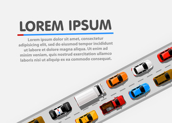 Traffic jam on the road. Road transport. Highway banner.