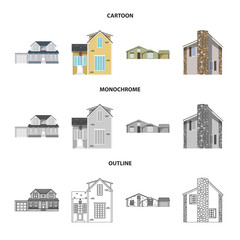 Vector illustration of building and front icon. Collection of building and roof vector icon for stock.