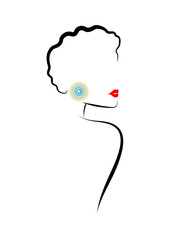 linear vector sketch with a fashionable girl