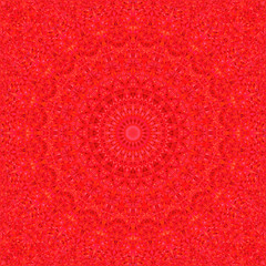 Red seamless kaleidoscope pattern background - abstract tribal vector mandala wallpaper illustration from curved shapes