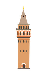 Fototapeta premium Galata tower vector icon. Istanbul landmarks, isolated on white background