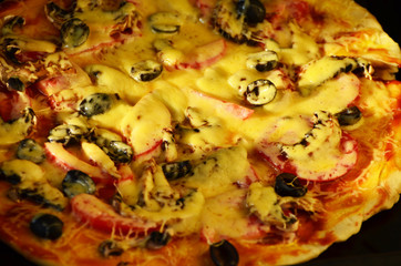 Vegetarian pizza, snack, photo.