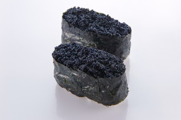 japanese food. sushi with seafood on white background