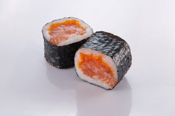 japanese food. sushi with seafood on white background