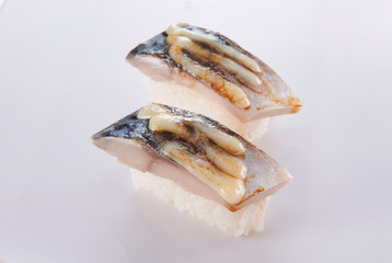 japanese food. sushi with seafood on white background