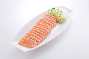 japanese food. sushi with seafood on white background
