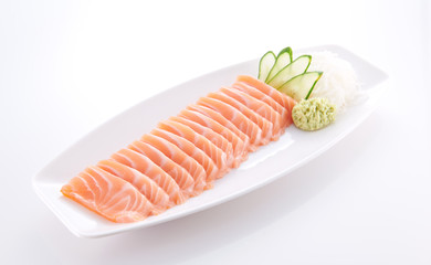 japanese food. sushi with seafood on white background
