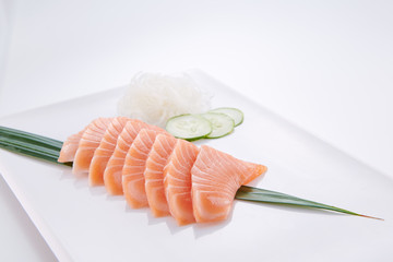 japanese food. sushi with seafood on white background