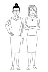 Fototapeta na wymiar businesswomen avatar cartoon character black and white