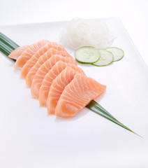 japanese food. sushi with seafood on white background