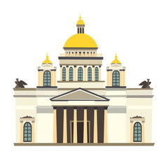 St. Isaac's Cathedral in St. Petersburg vector illustration. Travel to Russia concept art cartoon style. Isolated on a white background