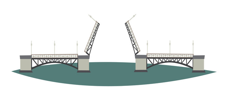 open bridge over water, flat design clip art preview