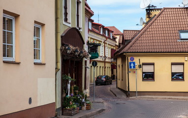 Narrow street in the old town of Vilnius