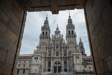 Fototapeta na wymiar Fachada del Obradoiro, Catedral de Santiago de Compostela. Galicia, España.
