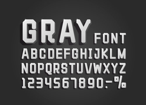 Retro font gray vintage, light sign set. Vector