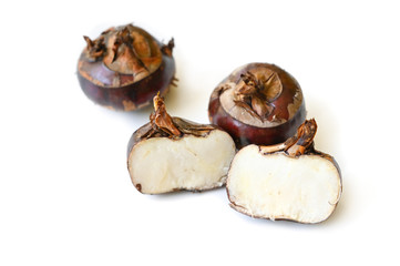 Chinese water chestnut on white background - isolated