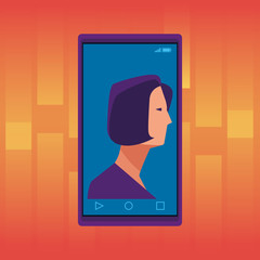 cellphone showing a woman